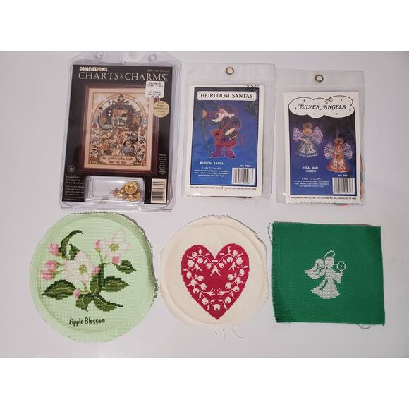 Vintage Cross Stitch Sewing Notions Lot DMC Museum Collection Pattern Books Kits - Picture 4 of 13